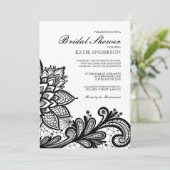 黒いヴィンテージのレースのブライダルシャワーの招待状 招待状 (スタンド正面)