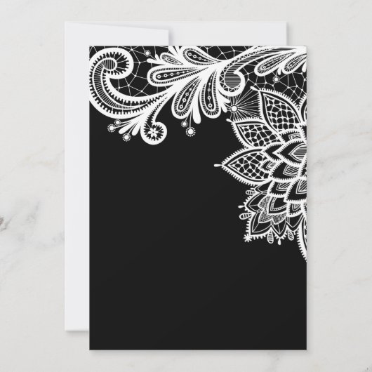 黒いヴィンテージのレースのブライダルシャワーの招待状 招待状 (裏面)
