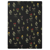 黒いヴィンテージの花のパターン クリップボード (裏面)