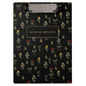 黒いヴィンテージの花のパターン クリップボード (正面)