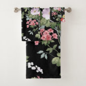 黒いヴィンテージの花のBathタオルセット バスタオルセット (インサイチュ)