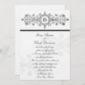 黒いヴィンテージの華麗さの結婚式招待状 招待状 (正面/裏面)