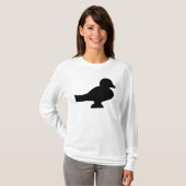 黒いヴィンテージの鳥のシルエット Tシャツ (正面フル)