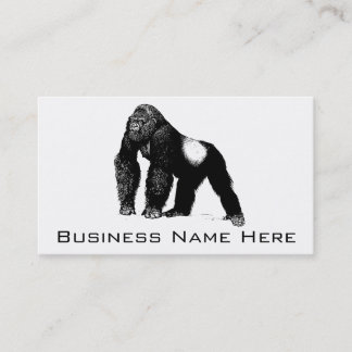 黒いヴィンテージのSilverbackのゴリラのイラストレーション 名刺