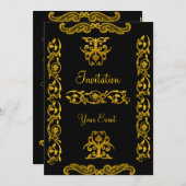 黒いヴィンテージ作成イベント招待状 招待状 (正面/裏面)