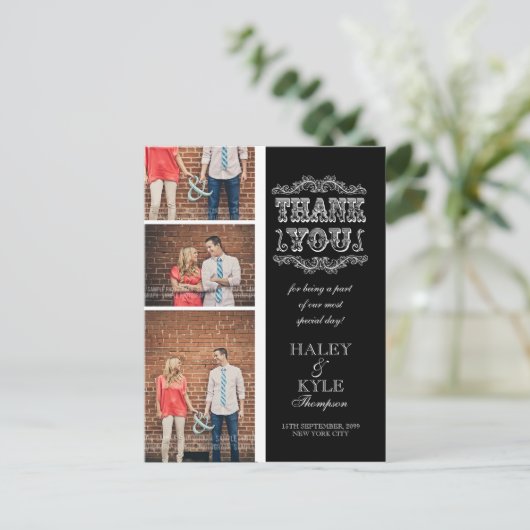 黒いヴィンテージ及び白は写真の郵便はがき感謝していしています ポストカード (スタンド正面)