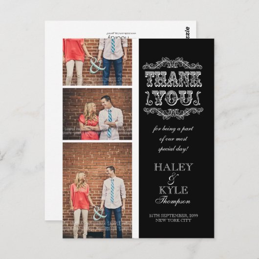 黒いヴィンテージ及び白は写真の郵便はがき感謝していしています ポストカード (正面/裏面)