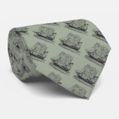黒いヴィンテージ帆船とグレーのネクタイ ネクタイ (ロール)