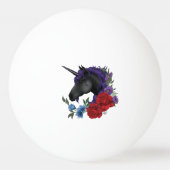 黒い一角獣と花 卓球ボール (正面)