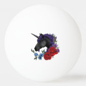 黒い一角獣と花 卓球ボール (裏面)