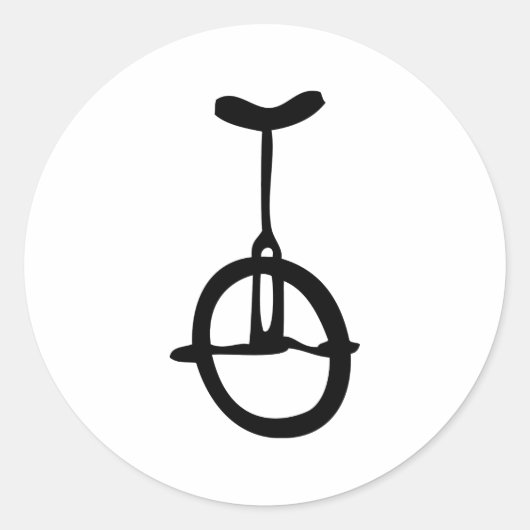 黒い一輪車アイコン ラウンドシール (正面)