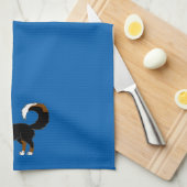 黒い三色のオーストラリアの羊飼い犬 キッチンタオル (四つ折り)