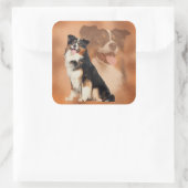 黒い三色のオーストラリアの羊飼い-オーストラリア人 スクエアシール (バッグ)