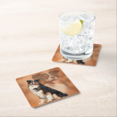 黒い三色のオーストラリアの羊飼い-オーストラリア人 スクエアペーパーコースター (インサイチュ)