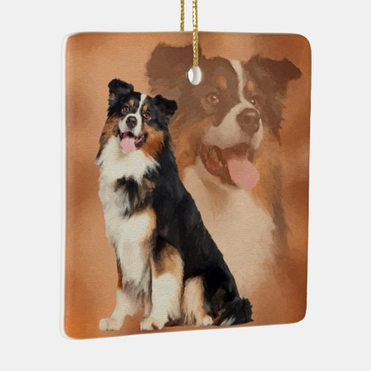 黒い三色のオーストラリアの羊飼い-オーストラリア人 セラミックオーナメント (右)