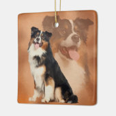 黒い三色のオーストラリアの羊飼い-オーストラリア人 セラミックオーナメント (左)