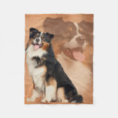 黒い三色のオーストラリアの羊飼い-オーストラリア人 フリースブランケット (正面)