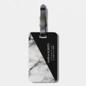 黒い三角形と白い大理石 ラゲッジタグ (裏面縦)