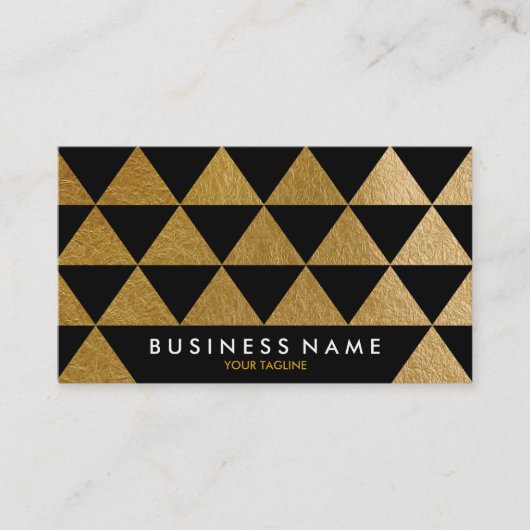 黒い三角形のフェイクな金ゴールドホイルの名刺 名刺 (正面)