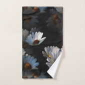 黒い上で分離された多数の浮遊デイジー バスタオルセット (ハンドタオル)