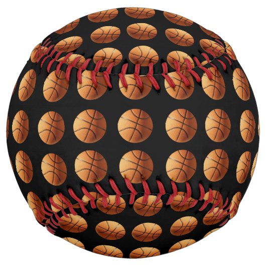 黒い上にオレンジ色のバスケットボールがあり ソフトボール (正面)