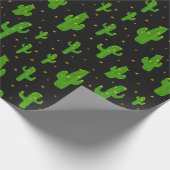 黒い上に描かれたカボテンの木 ラッピングペーパー (角)