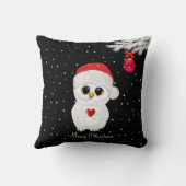 黒い上に白いクリスマスフクロウ クッション (裏面)