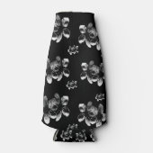 黒い上に白い花々 ボトルクーラー (正面)