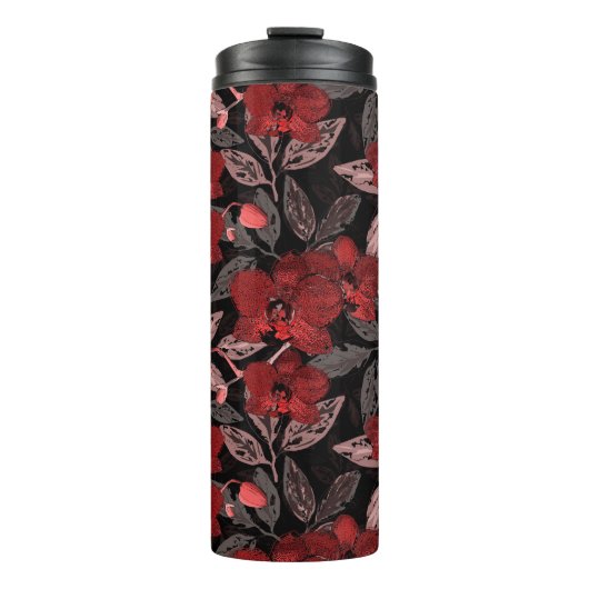 黒い上に赤い蘭。 タンブラー (正面)