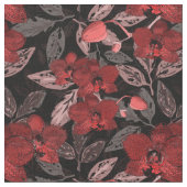 黒い上に赤い蘭。 ファブリック (クローズアップ)