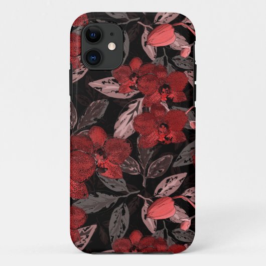 黒い上に赤い蘭。 Case-Mate iPhoneケース (裏面)