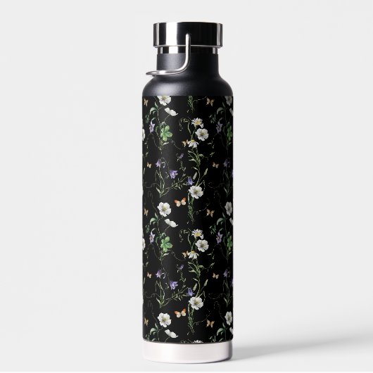 黒い上に野花と蝶 ウォーターボトル (右面)