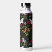 黒い上に野花と蝶 ウォーターボトル (右面)