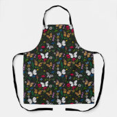 黒い上に野花と蝶 エプロン (正面)