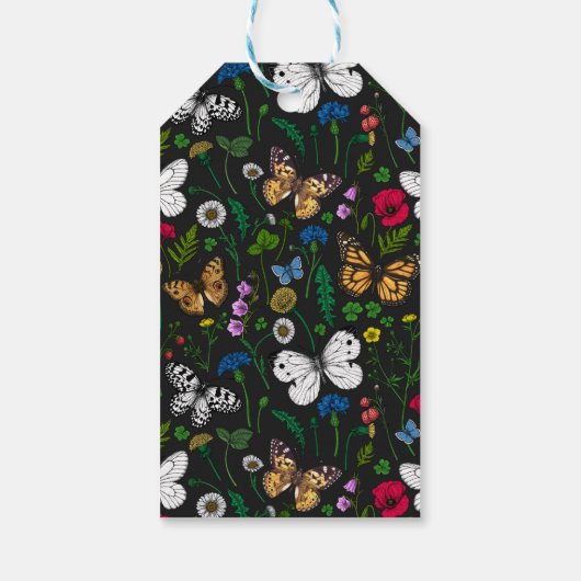 黒い上に野花と蝶 ギフトタグ (裏面)