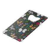 黒い上に野花と蝶 クレジットカード栓抜き (正面アングル)