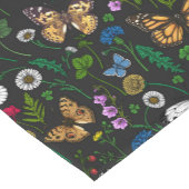 黒い上に野花と蝶 ショートテーブルランナー (コーナー)