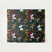 黒い上に野花と蝶 タペストリー (正面(横))