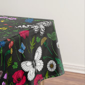 黒い上に野花と蝶 テーブルクロス (インサイチュ)