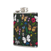 黒い上に野花と蝶 フラスク (左)