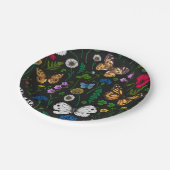 黒い上に野花と蝶 ペーパープレート (アングル)