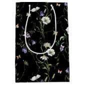 黒い上に野花と蝶 ミディアムペーパーバッグ (正面)