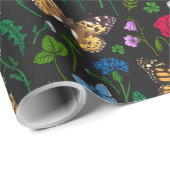 黒い上に野花と蝶 ラッピングペーパー (ロールコーナー)