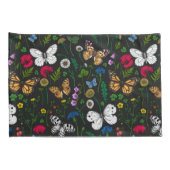 黒い上に野花と蝶 枕カバー (裏面-右)
