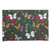 黒い上に野花と蝶 枕カバー (正面右)