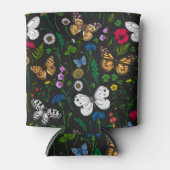 黒い上に野花と蝶 缶クーラー (正面)