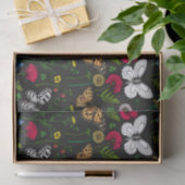 黒い上に野花と蝶 薄葉紙 (ギフト)