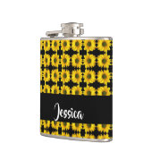 黒い上に黄色のひまわり フラスク (左)