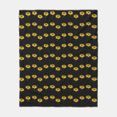 黒い上に黄色のひまわり フリースブランケット (正面)