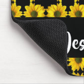 黒い上に黄色のひまわり マウスパッド (コーナー)